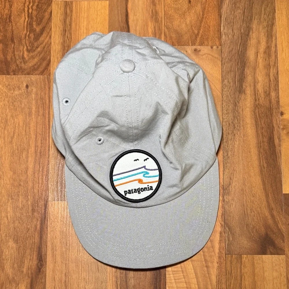 Patagonia Light Gray Cap with Multicolor Wave Patch hat